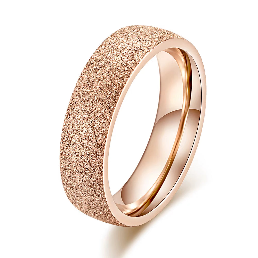 High Quality Fashion Simple Scrub Stainless Steel Women 'S Rings 2 Mm Width Rose Gold Color Finger Gift for Girl Jewelry