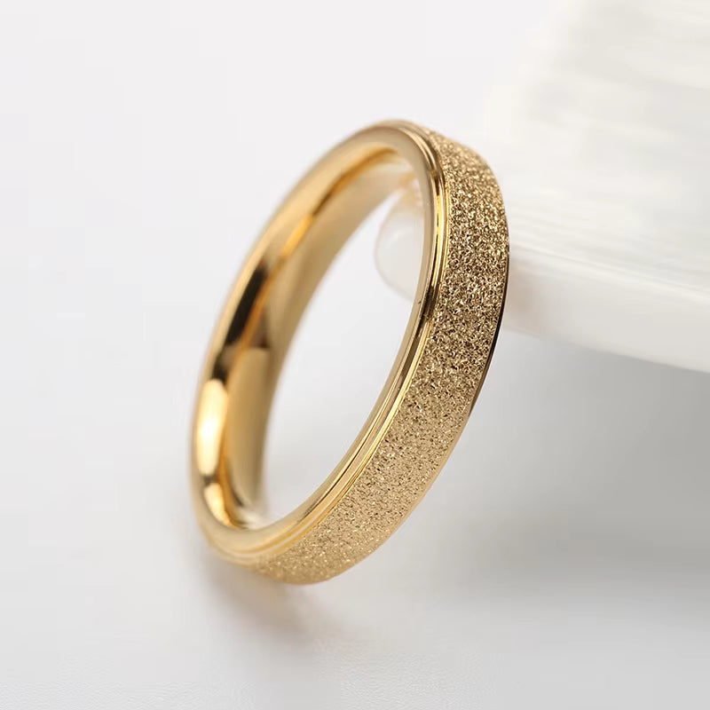 High Quality Fashion Simple Scrub Stainless Steel Women 'S Rings 2 Mm Width Rose Gold Color Finger Gift for Girl Jewelry