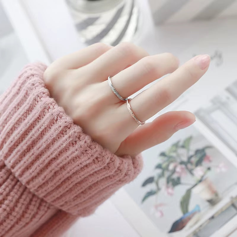 High Quality Fashion Simple Scrub Stainless Steel Women 'S Rings 2 Mm Width Rose Gold Color Finger Gift for Girl Jewelry