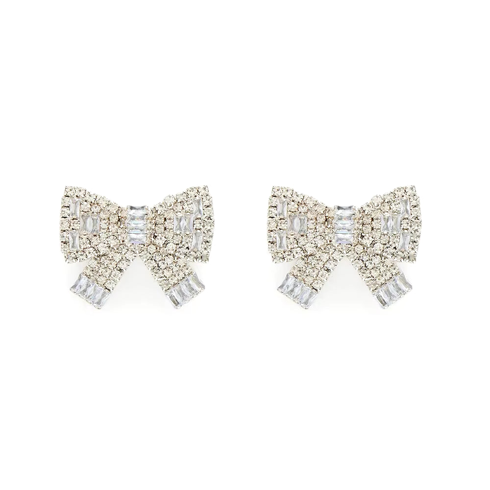 Stonefans Bow Earrings Y2K 2024 Trending Rhinestone Piercing Jewelry Accessories Fashion New Christmas Gift Decoration for Women