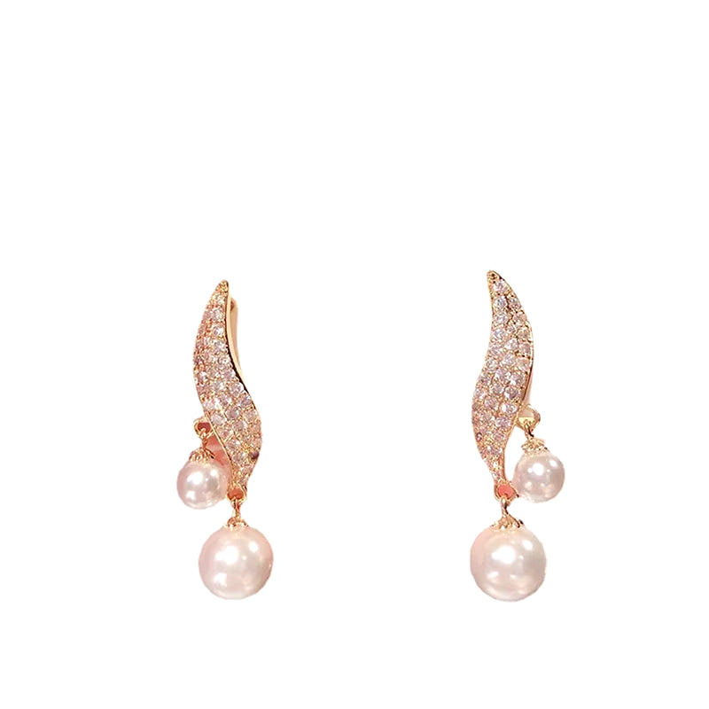 2023 New Classic Elegant Imitation Double Pearl Dangle Earrings for Women Crystal Long Tassel Drop Earring Wedding Jewelry Gifts